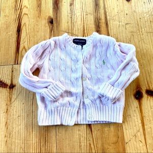 Ralph Lauren Light Pink Cable Knit Cardigan Size